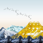 3d晶瓷画金色银山ins背景