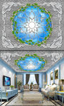 3D建筑天空天顶壁画