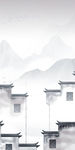 灰色玄关山水国画 tif分层
