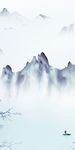 中式玄关山水国画 tif分层