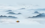 中式水墨山水画