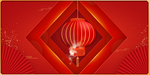 大红灯笼立体剪纸新年海报背景