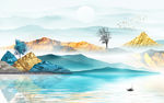 金色山水水墨国画 TIF分层