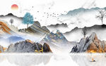 石纹山水水墨国画 TIF分层