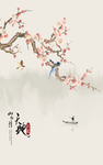 水墨花鸟玄关