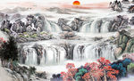 山水国画背景墙