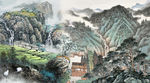 国画风景背景墙