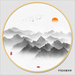 圆形山水画