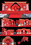 中式大气年会舞台效果图