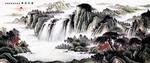 山水水墨画旭日东升
