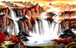 山水画招财画背景墙