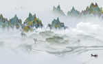 极品山水画背景墙 TIF分层