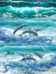 唯美海景海浪3D地贴立体画