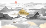 新中式山水背景墙
