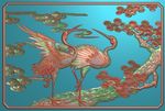 松鹤延年送双鹤松树门板背板精雕