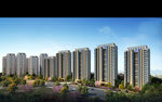 高层住宅区景观建筑效果图