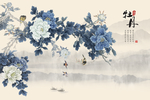 蓝色牡丹背景