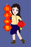 卡通手绘女孩插画人物
