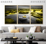 海边小船黑白风景画