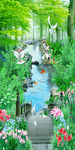 溪流瀑布小溪风景画流水生财玄关
