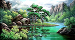 山水画风景装饰画田园油画