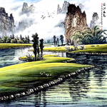 漓江春色山水画