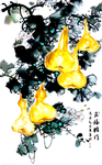 五福临门葫芦水墨画