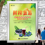 鲜榨蓝莓汁促销海报灯箱展板展架