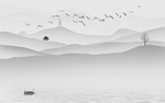 新中式山水水墨画