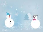 堆雪人卡通画矢量图