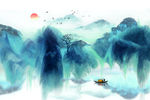 抽象水墨山水画