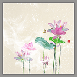 插画荷花
