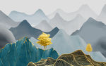 新中式高档山水画 tif分层