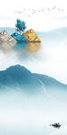 蓝色山水玄关画 TIF分层