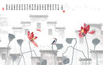 徽派中式中国风画 TIF分层
