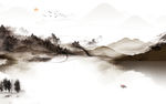 新中式新风景山水画 TIF分层