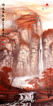 山水瀑布画
