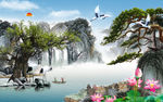 流水大厅山水画 TIF分层