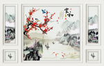 自带框家和梅花山水壁纸