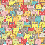 卡通小猫印花图案