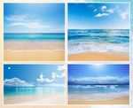 海边沙滩大海海洋蓝天白云背景