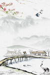 中国风水墨景色背景
