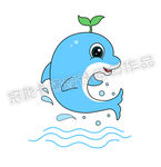 卡通简笔画海豚矢量插图