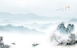 精美山水画背景墙 TIF分层