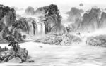 高档灰色新山水画 TIF分层