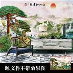 万里长城迎客松背景墙