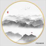 圆形山水画