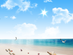 海边沙滩大海海洋蓝天白云背景