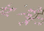 工笔梅花壁画