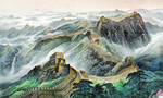 万里长城现代油画江山如此多娇